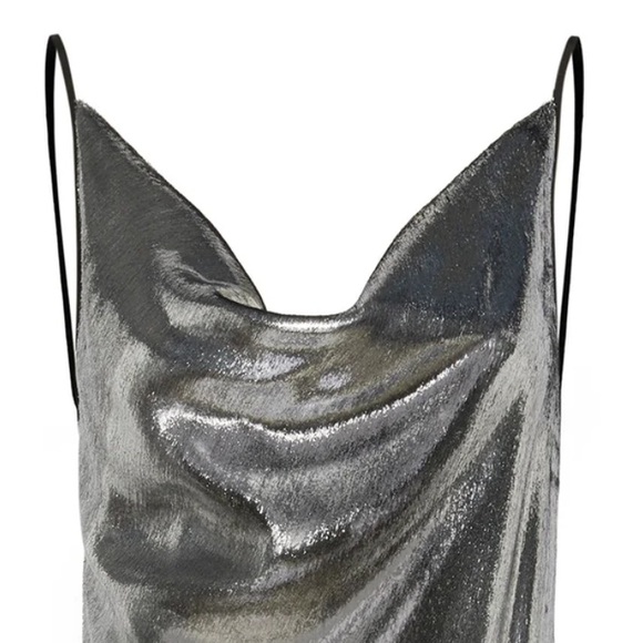 Petar Petrov Molten Silver Velvet Slip Dress - NWT, size M-L - Picture 5 of 9